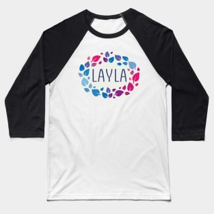 Layla name with colorful leaves Baseball T-Shirt